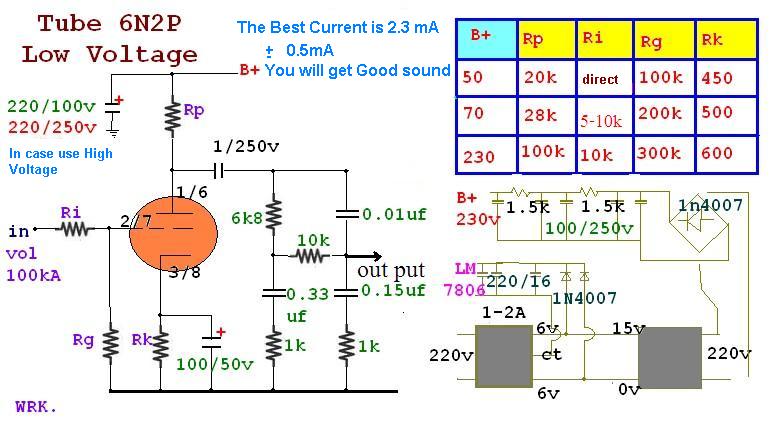 6N2P Tube Pre-Tone Low Volt & Low Cost Circuit | Electronic Circuit