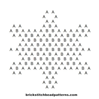 Click for a larger image of the Small Winter Snowflake brick stitch bead pattern word chart.