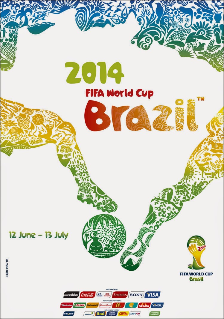 Cartaz e mascote oficial da Copa do Mundo realizada no Brasil no ano de 2014. 
