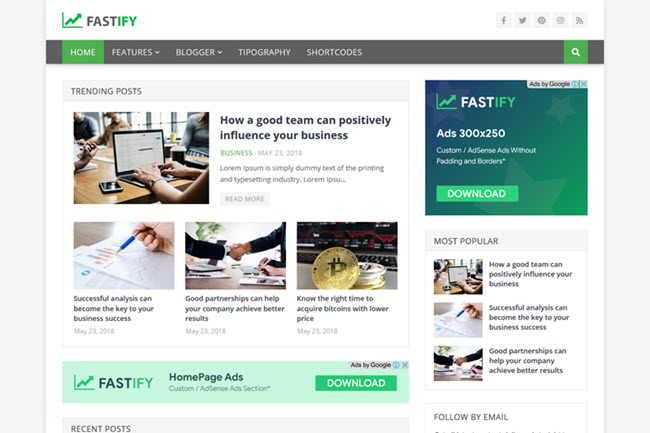 Fastify - Responsive Blogger Template