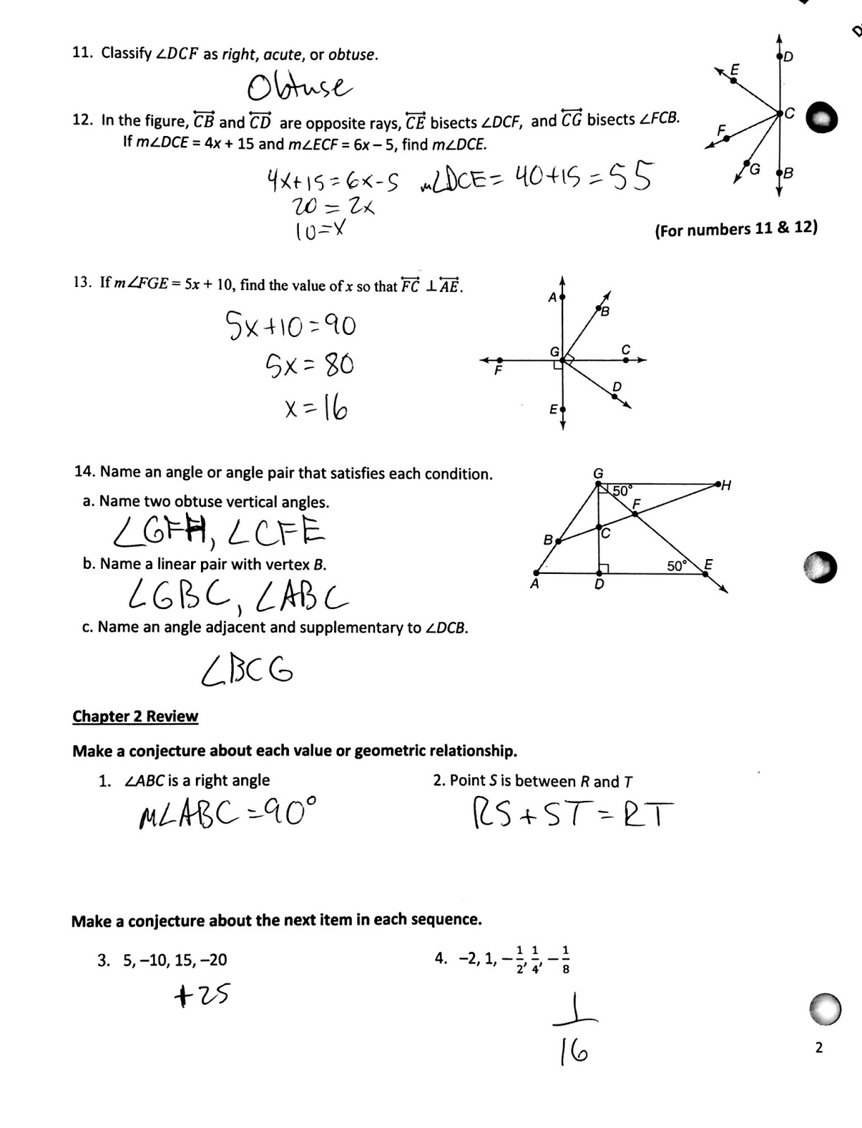 geometry 1 2 homework answers