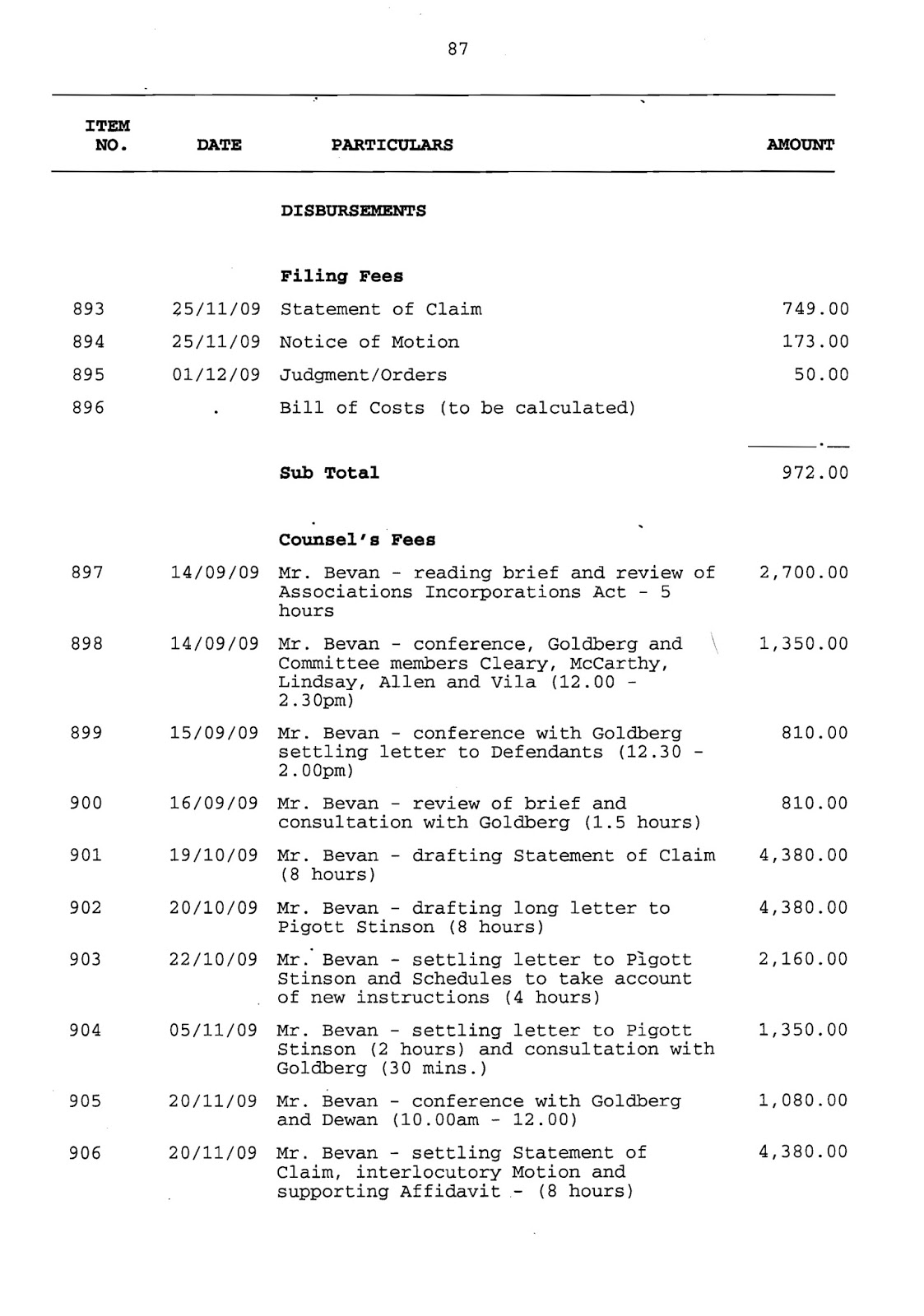 Filed Application for Assessment of Solicitor/Client Costs