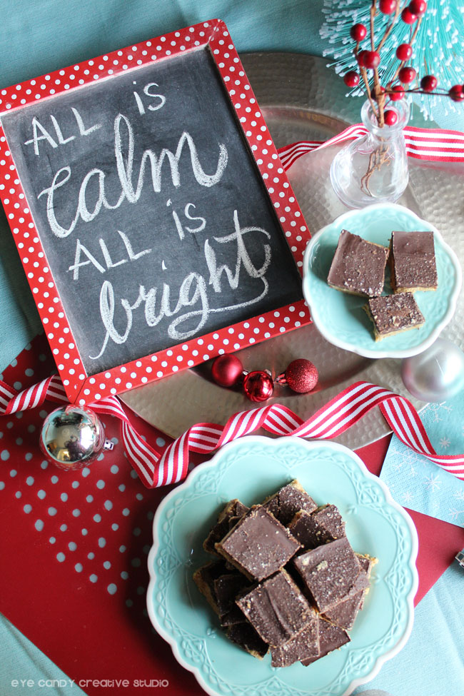 chalkboard art, holiday art, all is calm all is bright, hand lettering