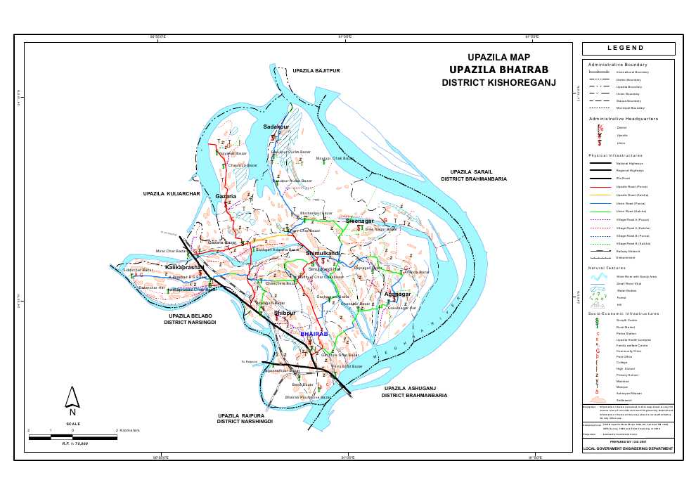 Bhairab Upazila Map Kishoreganj District Bangladesh