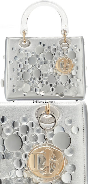 ♦Lady Dior bag, silver color metallized lambskin embroidered with transparent lenses,designer Haruka Kojin