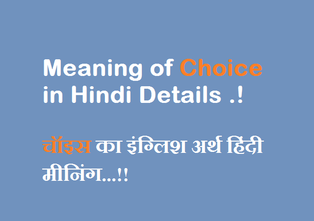 Meaning of Choice in Hindi Details