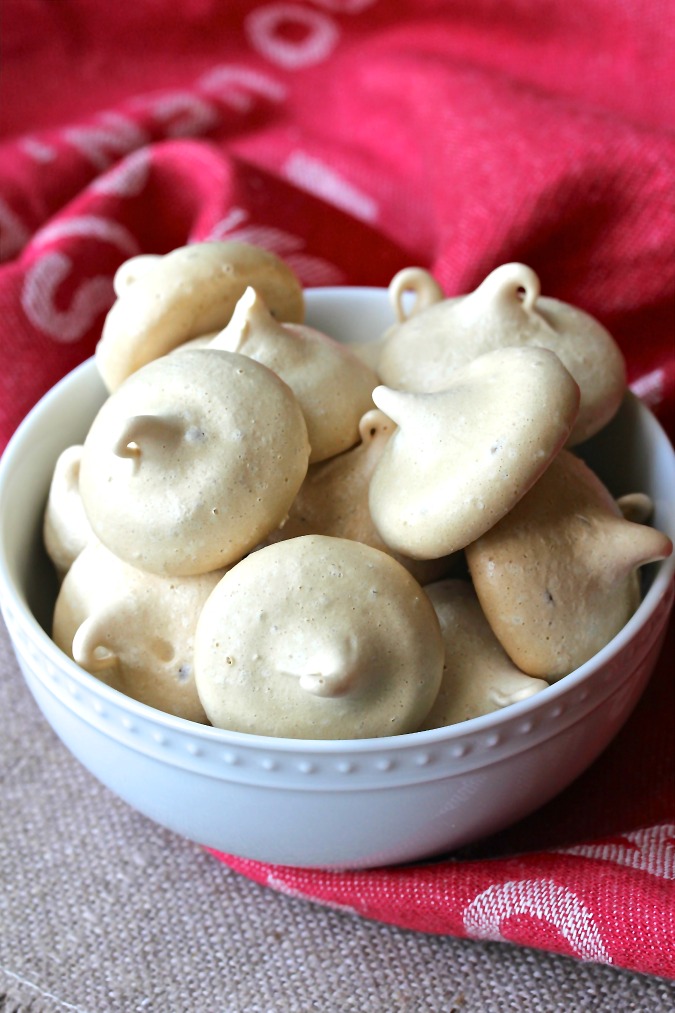 These Espresso Meringue Cookies are sweet and light, and have a hint of roasted coffee flavor.