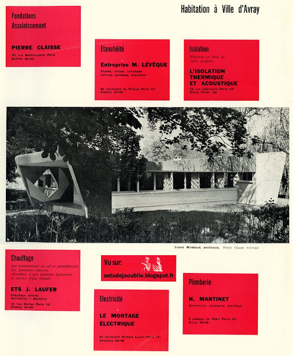 astudejaoublie Ville d'Avray - La Maison de Demain - Lionel Mirabaud  Architecte: Lionel Mirabaud  Polychromie: Noël Emile-Laurent  Sculpture: André Bloc  Construction: 1955