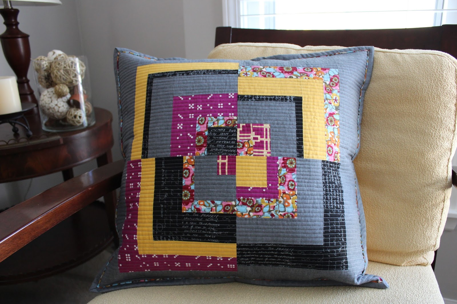 Teaginny Designs Quarter Log Cabin Pillow