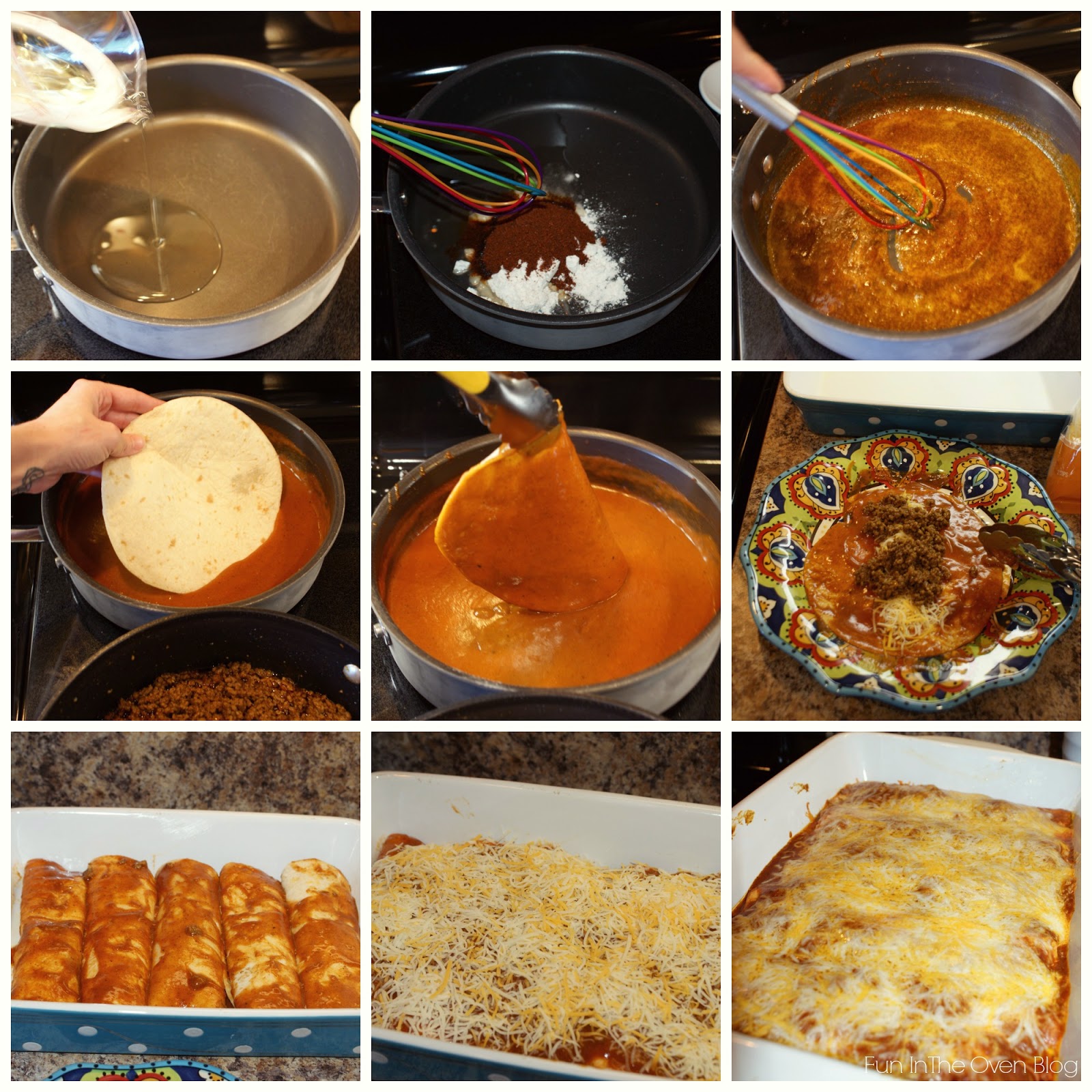 Fun in the Oven Beef Enchiladas with Red Sauce