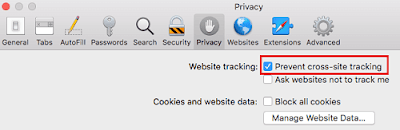 Turn off Cross-Site Tracking in Safari for macOS High Sierra