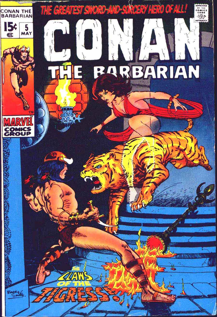 Conan the Barbarian v1 #5 marvel comic book cover art by Barry Windsor Smith