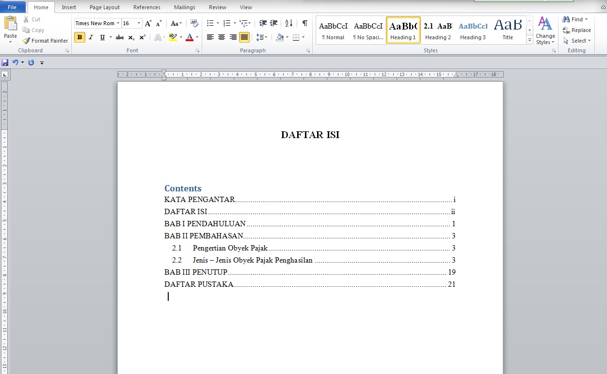 Syaiful Anam Production: Cara Membuat Daftar Isi Otomatis