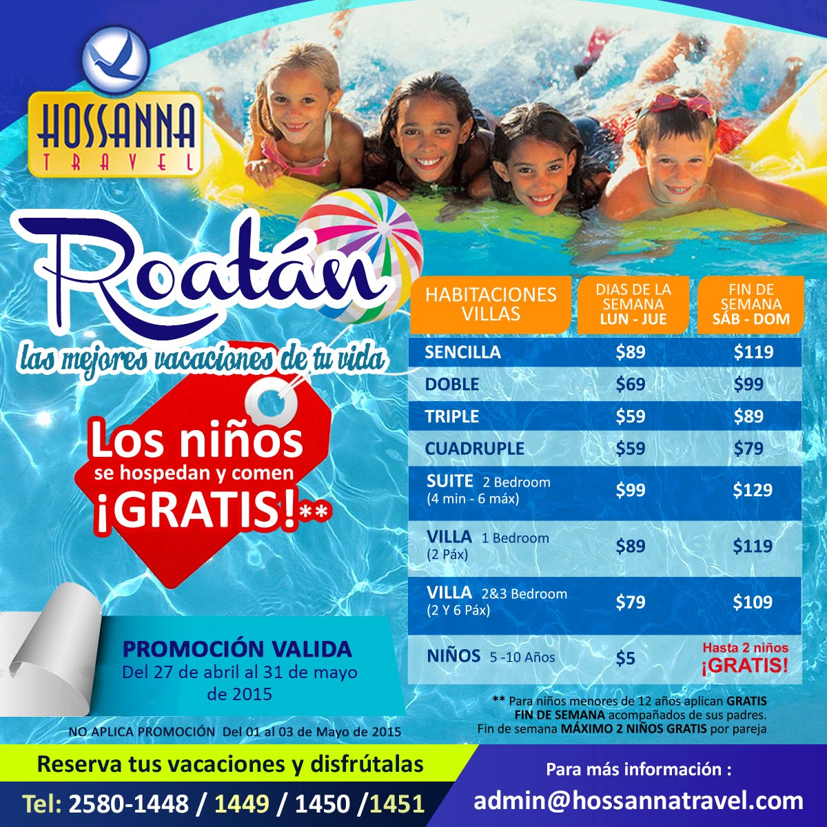 Reserva a Roatán y los niños