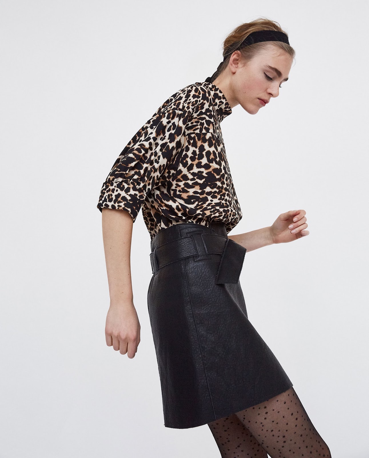 Autumn stying at Zara Leather skirt Fashionmylegs The tights and