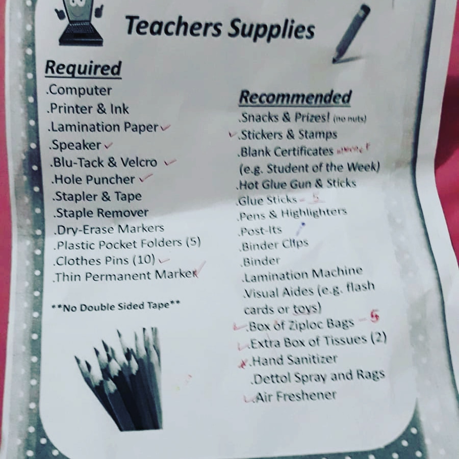 Life in Kuwait Blog Insane supply list for nursery Teachers