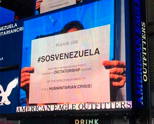 Las pantallas del Times Square mostraron mensaje en apoyo a Venezuela (+Video)