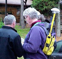 Trimble GPS unit in a backpack