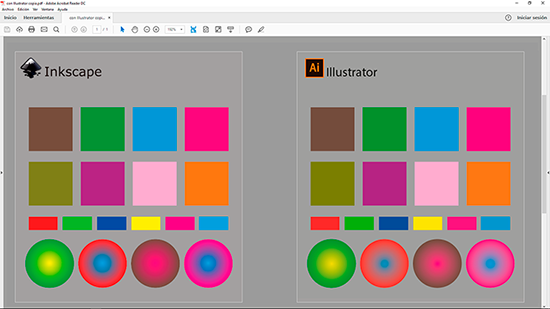 Comparativa de PDFs-CMYK generados con Inkscape y con Adobe