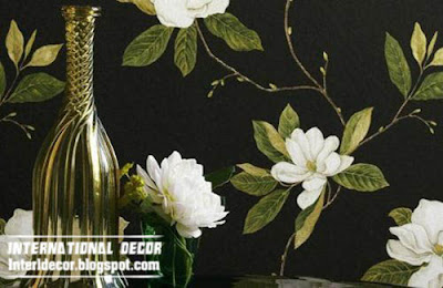 floral wallpaper and wall coverings black design, patterned wallpaper 2015