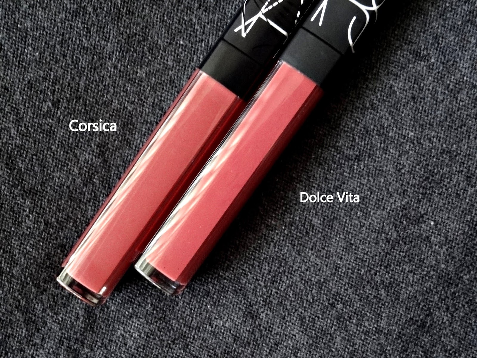 NARS Laced with Edge Holiday Collection Corsica Lip Gloss vs Dolce Vita Lipgloss COmparison