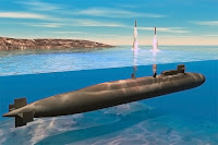 Nükleer denizaltının füze fırlatmasını gösteren bir çizim