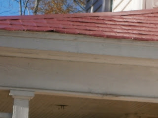 Antique tin shingles use side of shingle for roof edging