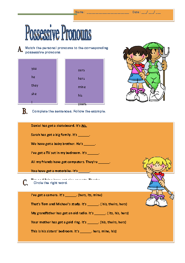Worksheets For Possessive Pronouns Grade 3