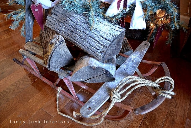 The making of a stepladder Christmas treeFunky Junk Interiors