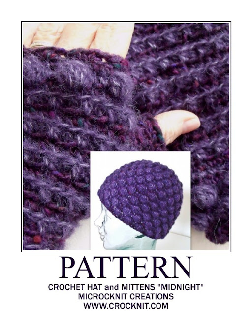 MIDNIGHT Hat and Mittens Crochet Patterns crochet patterns, how to crochet, hats, mittens,
