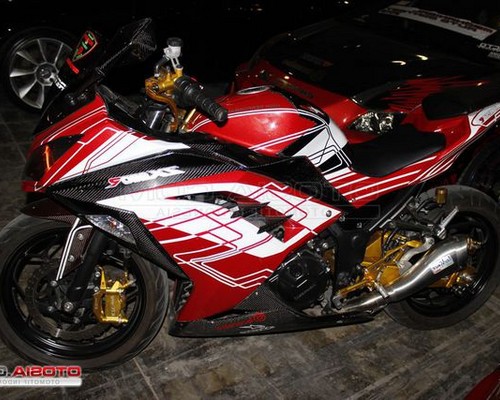 Modifikasi ninja 250 fi mono rr karbu hijau merah putih abs airbrush