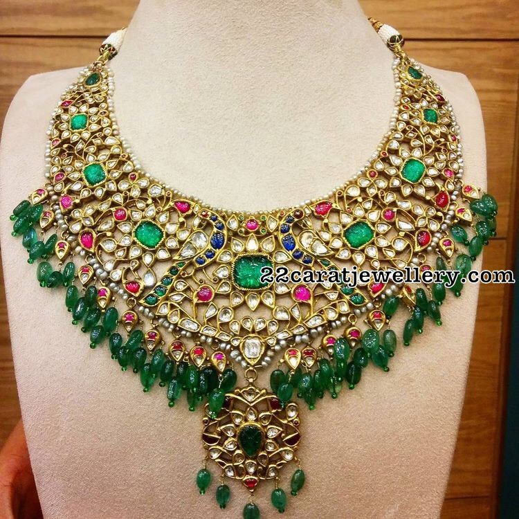 Polki Emerald Grand Choker - Jewellery Designs