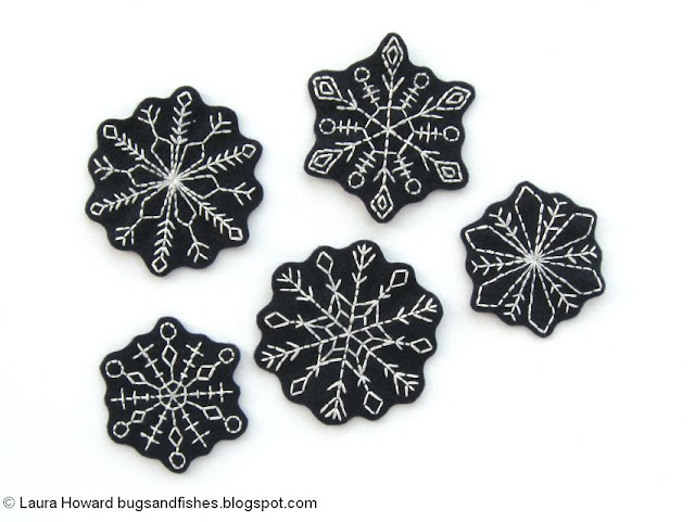 Embroidered Snowflakes Wreath Tutorial for Winter or Christmas cut out embroidered snowflakes