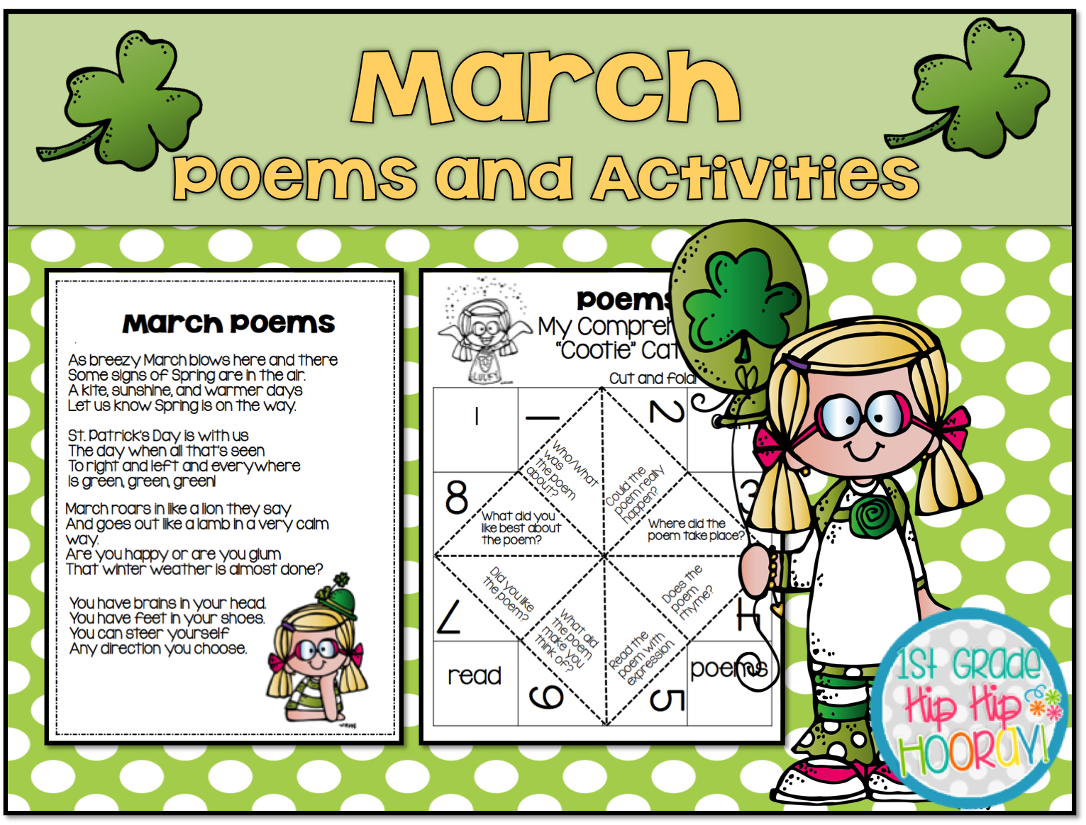 1st Grade Hip Hip Hooray! March Poems and Activities