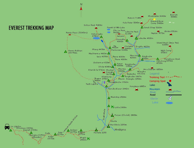 Map of everest trekking 