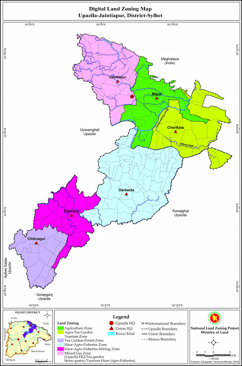 Jaintiapur Upazila Mouza Map Sylhet District Bangladesh
