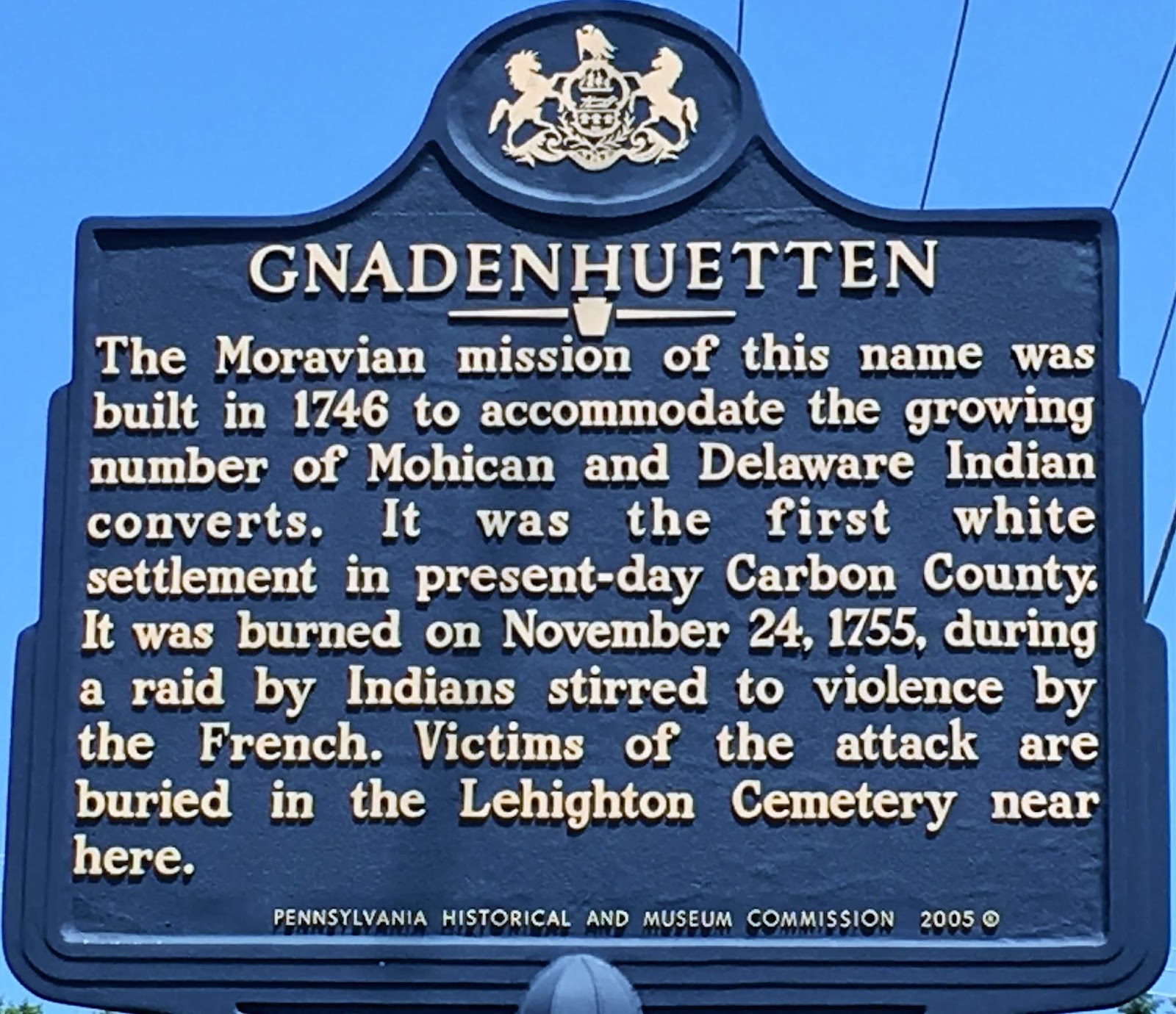 MarkerQuest Gnadenhütten, Lehighton, Carbon County