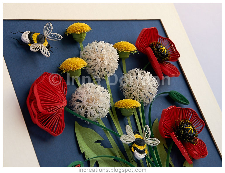 Inna's Creations Poppies and dandelion. Framed quilling