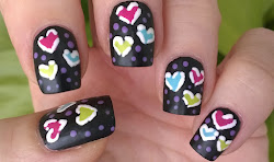 nail matte messy hearts colorful today