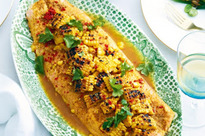 Baked salmon with corn and spices meal ideas Baked salmon with corn and spices meal ideas