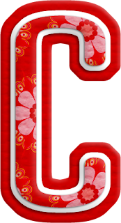 Alfabeto Rojo con Flores Blancas.