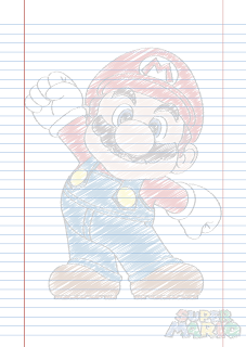 Folha Papel Pautado do Super Mario rabiscado em PDF para imprimir na folha A4 Folha Papel Pautado do Super Mario rabiscado em PDF para imprimir na folha A4