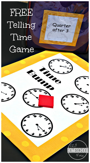 If you have a young elementary students who is learning to tell time, this super cute telling time bump math game boards, is a great way to practice using a clock to tell time. This clock game is perfect for first grade and 2nd grade students who are learnng to tell time to 15 minutes with expressions like quarter til, fifteen minutes after, five miutes after, 55 minutes until, and more. Simply print pdf file with telling time games and you are ready to play and learn!