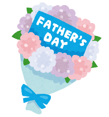 「Father's Day」カードが入った花束のイラスト