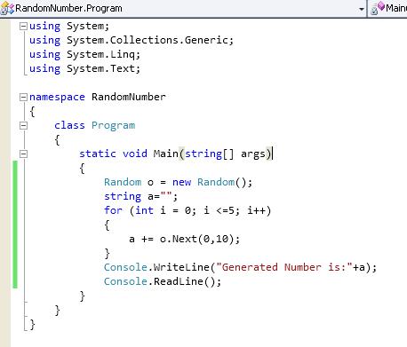 Program To Generate a Random Number Using C#.Net?