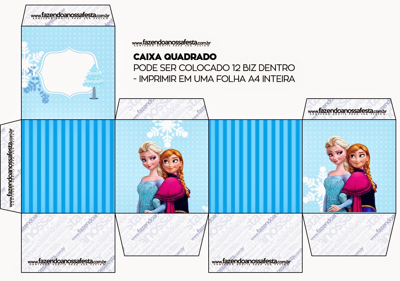 Frozen en Navidad Azul: Cajas para Imprimir Gratis. Caja para Imprimir Gratis de Frozen en Navidad Azul.