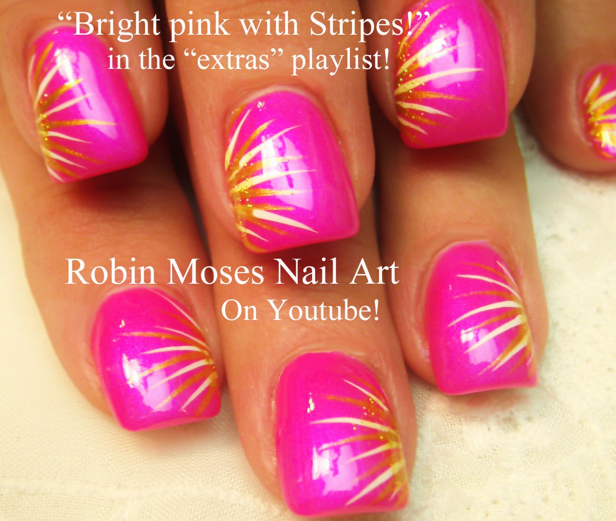 Nail Art by Robin Moses Striped Chevron Tipped Nail Art "how to stripe