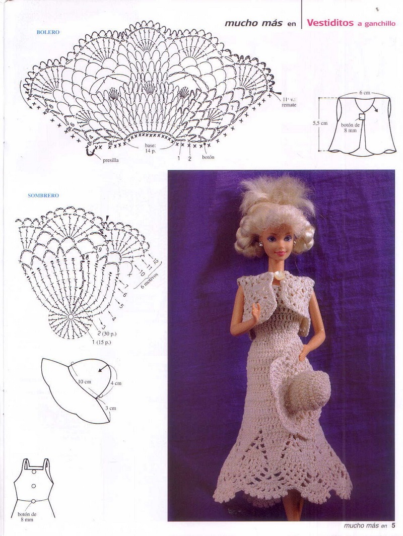 Alta Moda Em Crochê Para Barbie - Casaco, Vestido e Chapéu de Crochê Por  Pecunia MillioM