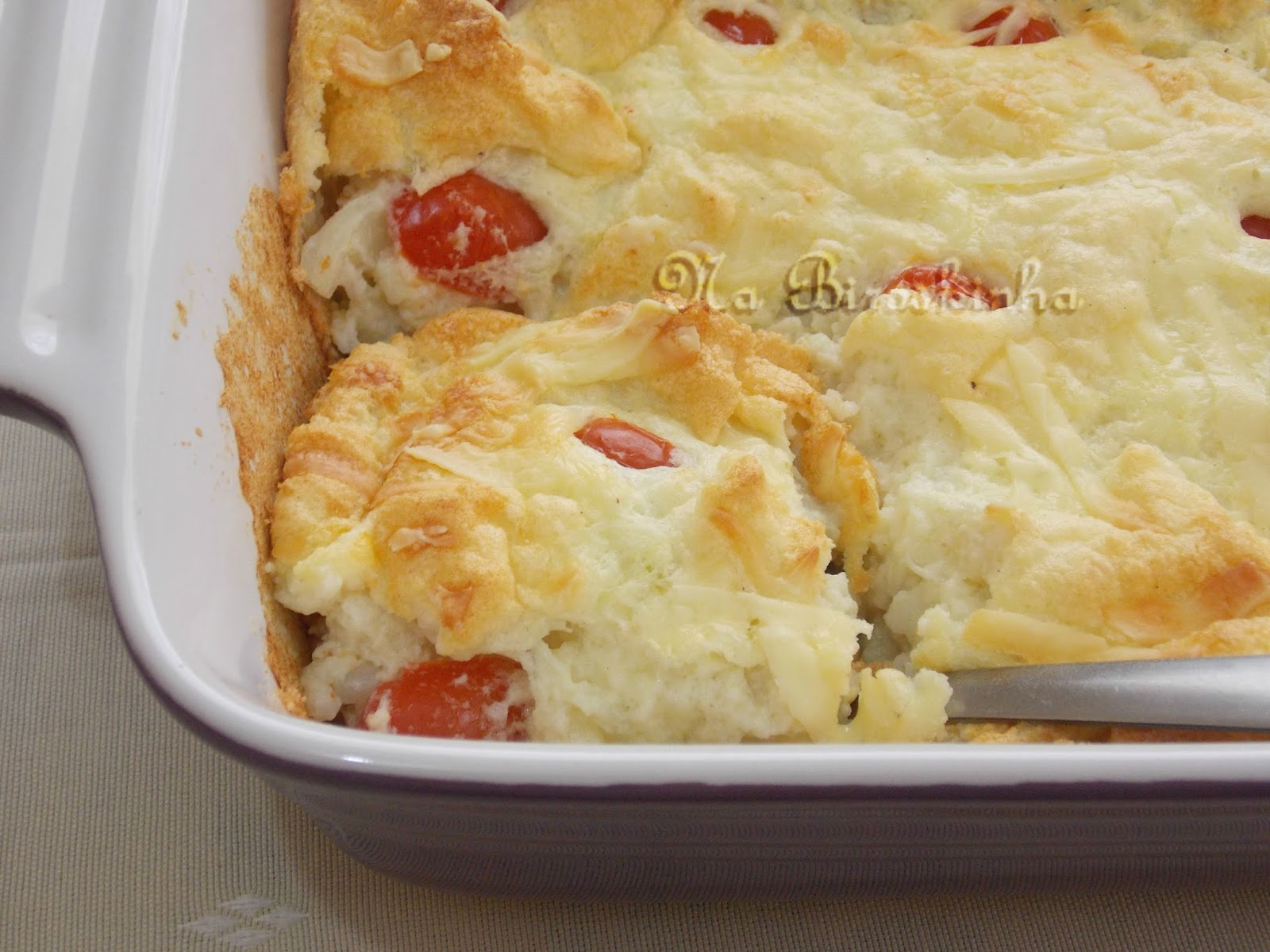 Suflê de Couveflor com Tomatinhos Na Biroskinha