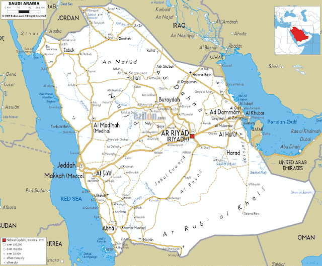 Mapa da Arábia Saudita